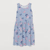 HM Butterflies Print Blue Stripe Sleeveless Frock 7115