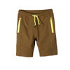 L&S Khaki Shorts With Fluorescent Green Zips and Cord 1716
