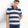 GAP Rugby Blue And White Stripe Pique Basic Polo Shirt (Label Removed)