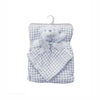 Lavena Teddy Bear White & Grey Check Plush Security Blanket Set 7224