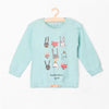 51015 Happy Nature Lover Animal Aqua Blue Full Sleeves Top 2539