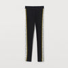 HM Manhattan White & Yellow Stripe Print Black Legging 2177