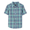 PLC Green Blue White Small Check Half Sleeves Casual Shirt 7101