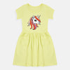 B.X Unicorn Lemon Yellow Pocket Frock 7538