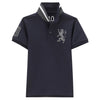 GRN 3D Lion Grey Embroidery Navy Blue Polo