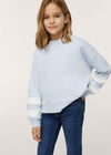 MNG 2 Stripe Sleeves Light Blue Short Sweatshirt 9876