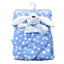 Luvena Little Bunny White Stars Blue Plush Security Blanket Set 7226