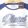 DSL Navy Blue Raglan Sleeves White Tshirt 1782