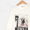 BL Kids Glitter Amazing Things White Full Sleeves Top 7602