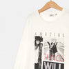 BL Kids Glitter Amazing Things White Full Sleeves Top 7602