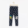 LDX Bear & Rabbit Knee Patch Polka Dots Navy Blue Legging 2815