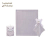 Lavena Teddy Bear White & Grey Check Plush Security Blanket Set 7224