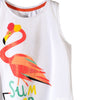 LS Swan Print White Sleeveless Top 3520