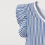HM Blue and White Lines Sleeves Frill Frock 2229