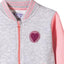 51015 Pink Sleeves Glitter Heart Logo Grey Zipper 2785