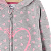 LS All Over Heart Print Grey Zipper Hoodie 3304