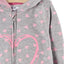 LS All Over Heart Print Grey Zipper Hoodie 3304