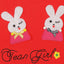 Yougi Applique Red Bunny Double Face 2 Piece Set 2266