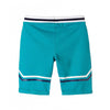 L&S Retro Lines White Contrast Belt Teal Shorts 1749