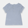 OBB Applic Flower White-Blue Stripes Top 1376