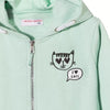 4F I Love Cats Print Turquoise Girls Zipper Hoodie 2756