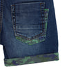 OM Green Button Camo Patch Denim Shorts 1970