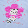FTR Reversible Sequence Flower Cat Light Blue Top 7051