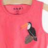 51015 Glittered Parrot Shocking Pink Sleeveless Frock 3486
