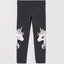 HM Big Unicorn Print Dull Black Legging 2165