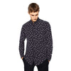 ZR Man Long Sleeve Floral Print Shirt Navy Blue