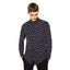 ZR Man Long Sleeve Floral Print Shirt Navy Blue