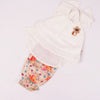 CNP Flower Badge Off White Style Top Bottom With Printed 2 Piece Set 10859