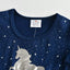 VKT Printed Unicorn Two Tone Navy Blue Frock 8725