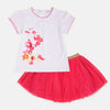 BBL Sequence Flower & Butterfly White and Pink 2 Piece Skirt Set 2081