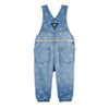 Osk White Floral Print Washed Blue Denim Full Dungaree 3809