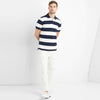 GAP Rugby Blue And White Stripe Pique Basic Polo Shirt (Label Removed)