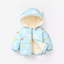 HYN Happy BB Flower Print Light Blue Fleece Inner Puffer Jacket 7655
