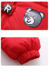 Duyi Bear Print Fleece Inner Red Puffer Jacket 7634