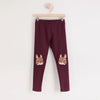 LDX Bunny Knee Patch Burgundy Legging 2814