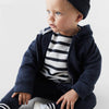 ZR Round Pocket Navy Blue Zipper Hoodie 3377