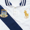 Golden Pony Blue Side stripe White Polo 1622