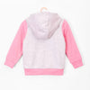 51015 Heart Face Pink Sleeves Grey Zipper Hoodie 2797