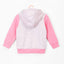 51015 Heart Face Pink Sleeves Grey Zipper Hoodie 2797