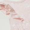 HM White Flowers & Butterfly Print Baby Pink Frill Sleeves Frock 3946