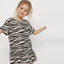 H Zebra Print Off White And Black Frock 7048