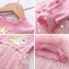 Anc Lal White & Yellow Unicorn Pink Frock 3242