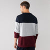 LFT Color Block Navy Blue & Burgundy Sweat Shirt 3029