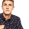 ZR Man Long Sleeve Floral Print Shirt Navy Blue