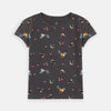 KB Birds Print Grey Top 4091