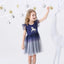 VKT Unicorn Print Two Tone And Stars Bottom Blue Frock 6044